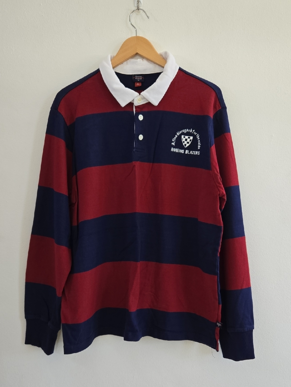 Rowing Blazers Rugby Y2K Navy and Red Stipe Polo Collegiate Preppy Shirt Size XL